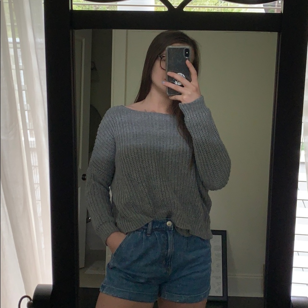 Grey sweater with lace trim from Pacsun
